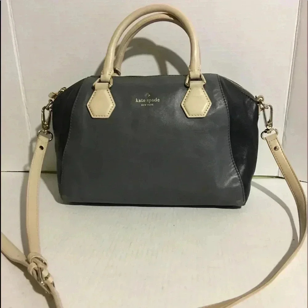 Kate Spade grey leather satchel handbag
